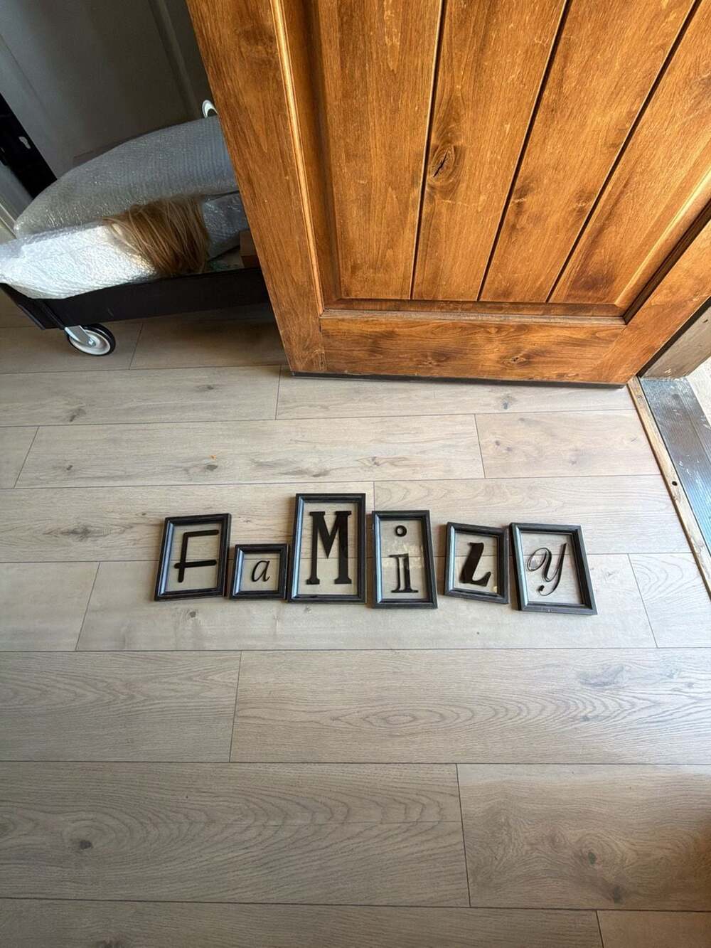 Rustic Black Wood Floating Letter Photo Frame‎ Set - FAMILY
